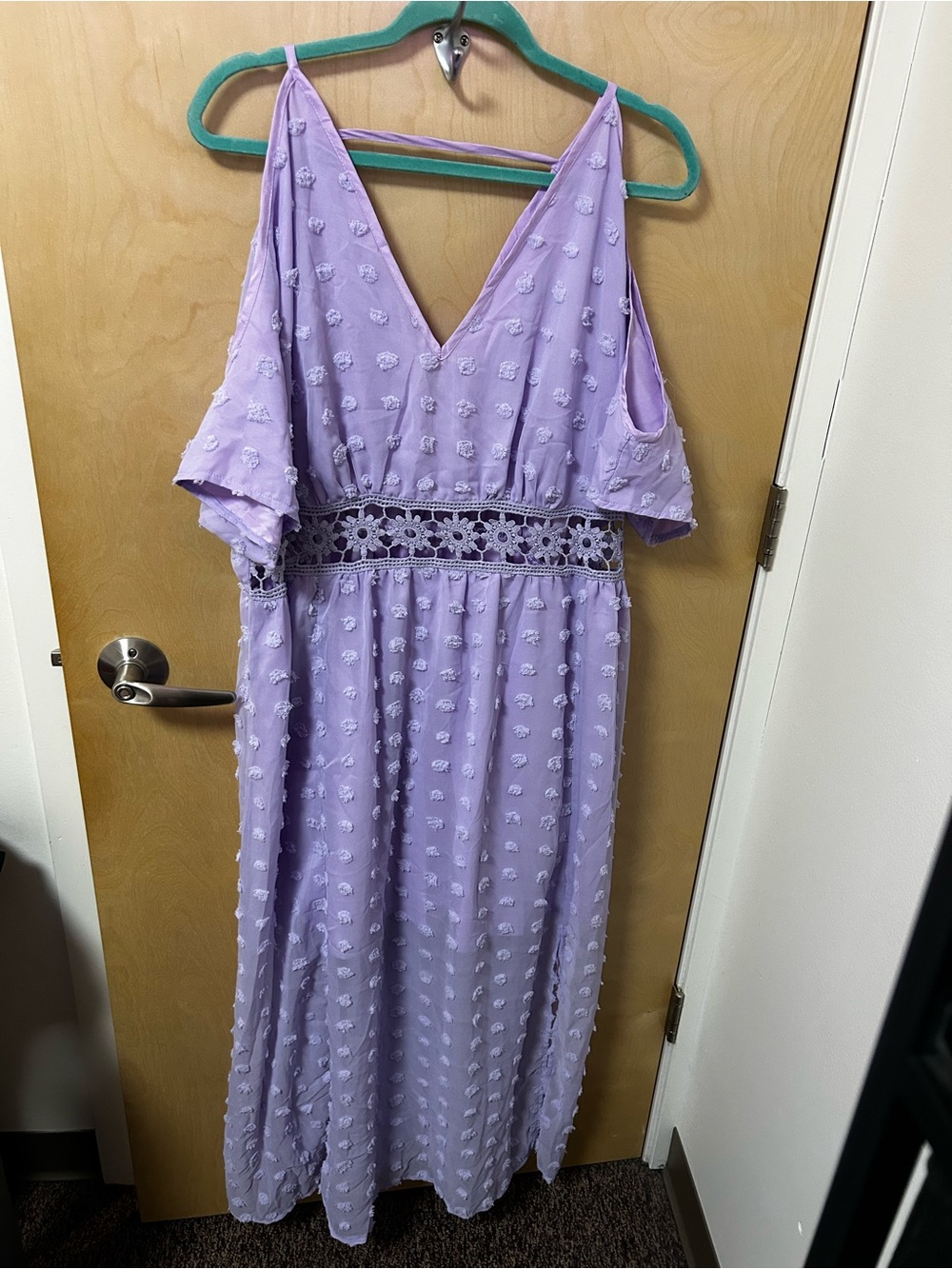 SHEIN Lavender Cold-Shoulder Maxi Dress with Crochet Waistband